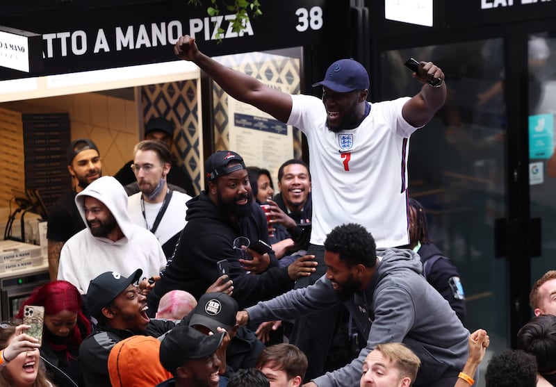 Stormzy celebrates in Croydon after England's Euro 2020 win. Reuters