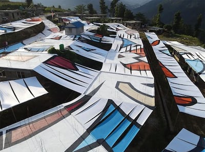 'Like Her' was created by the artist with the help of 12 women in the village of Giranchaur, Nepal. Photo: eL Seed / Twitter