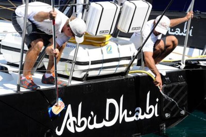 The crew of Abu Dhabi Ocean Racing's 'Azzam' are constantly bending, stretching, stooping and generally beating up their bodies.