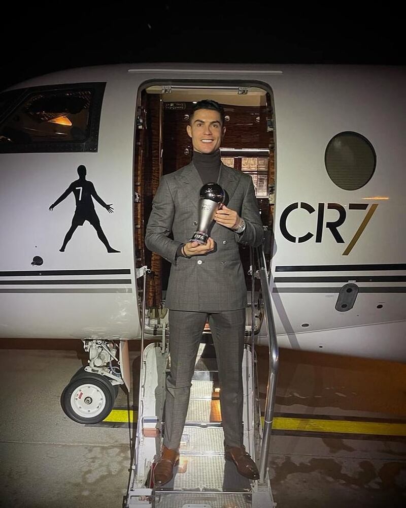 Manchester United's Cristiano Ronaldo with his own label jet. Photo: @christiano / Instagram