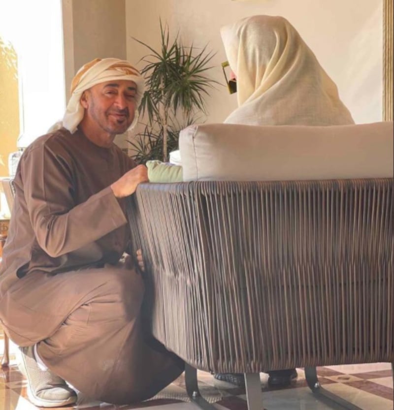 Sheikh Mohamed bin Zayed with his mother Sheikha Fatima bint Mubarak, on Mother's Day 2021.  