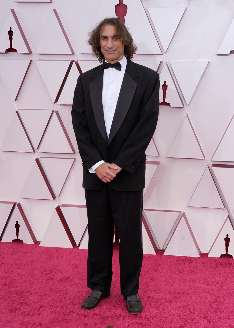 Jeremy Molod arrives at the 93rd Academy Awards at Union Station in Los Angeles, California, on April 25, 2021. AP