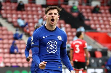 Soccer Football - Premier League - Southampton v Chelsea - St Mary's Stadium, Southampton, Britain - February 20, 2021 Chelsea's Mason Mount celebrates scoring their first goal Pool via REUTERS/Michael Steele EDITORIAL USE ONLY. No use with unauthorized audio, video, data, fixture lists, club/league logos or 'live' services. Online in-match use limited to 75 images, no video emulation. No use in betting, games or single club /league/player publications. Please contact your account representative for further details.