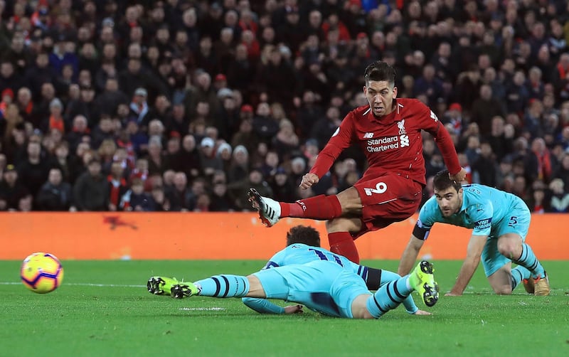 Roberto Firmino scored a hat-trick for Liverpool in their win against Arsenal in December. PA via AP