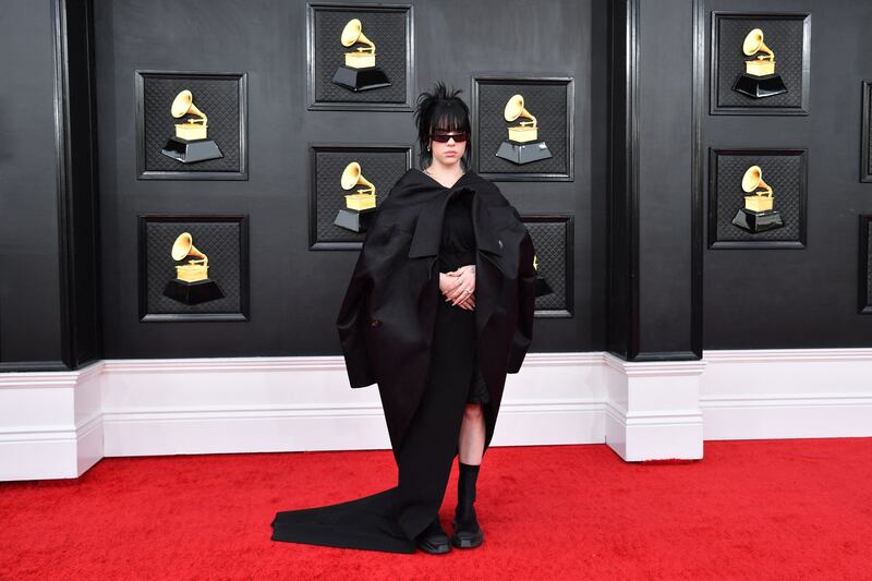 Billie Eilish, wearing black Rick Owens. AFP