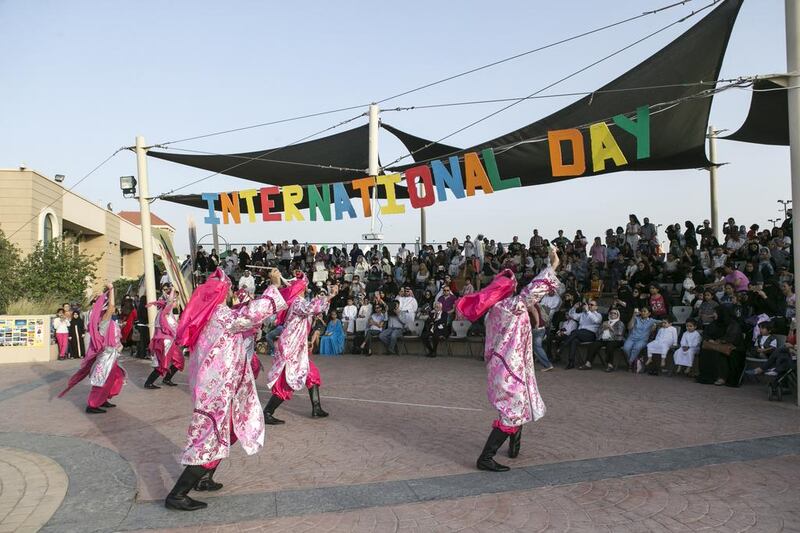 Mirdif Private School was one of the many UAE schools staging International Day celebrations. Reem Mohammed / The National