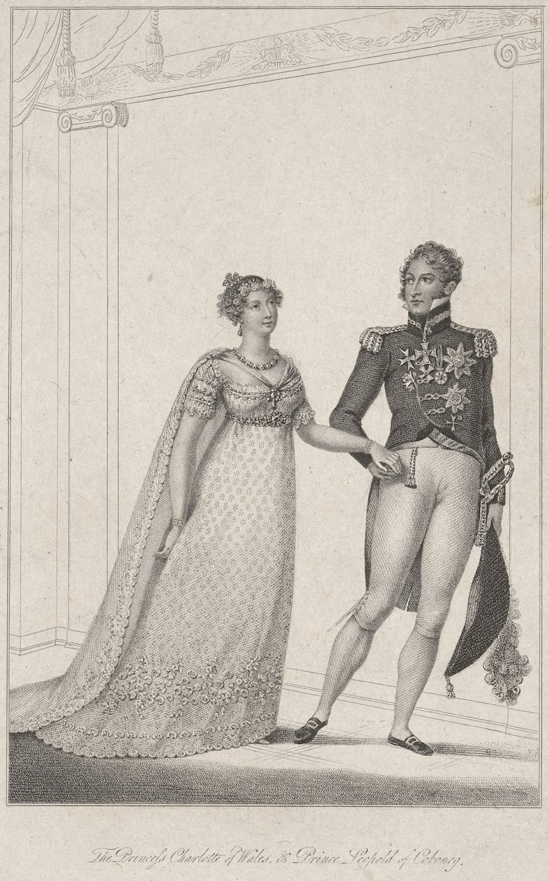 Princess Charlotte of Wales and Prince Leopold of Cobourg on their wedding day in 1816. PA
