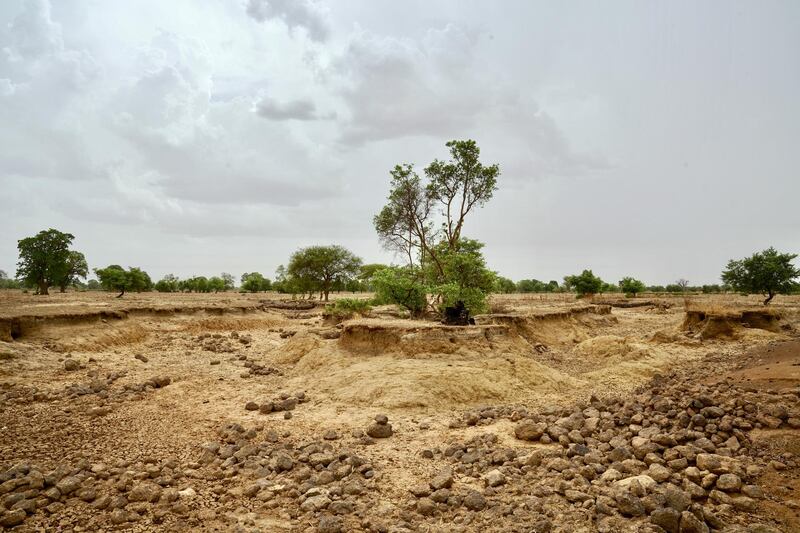 KAYA, BURKINA FASO. MAY 21 2019. A dry riverbed near Kaya in northern Burkina Faso. (Photo by Giles Clarke/UNOCHA via Getty Images)