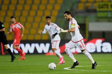 Caption: UAE were made to fight for their win over Tajikistan in their friendly in Dubai. Courtesy UAE FA