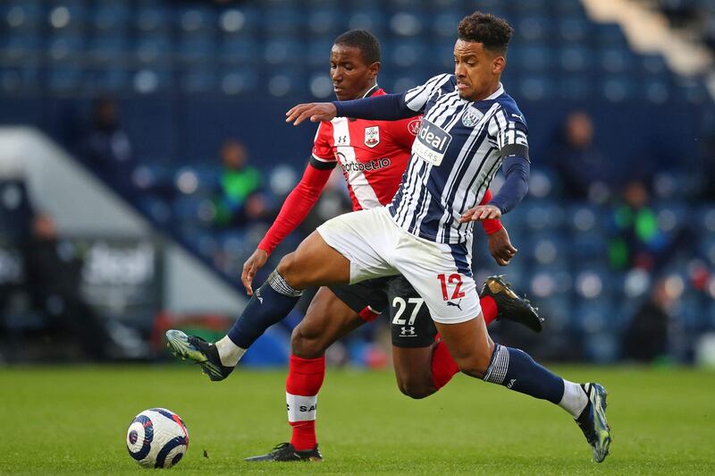 West Bromwich Albion's Brazilian midfielder Matheus Pereira vies with Southampton's French midfielder Ibrahima Diallo. AFP