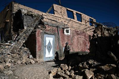 The earthquake damaged homes in house in in the mountain village of Moulay Brahim, in Al Haouz province. AFP