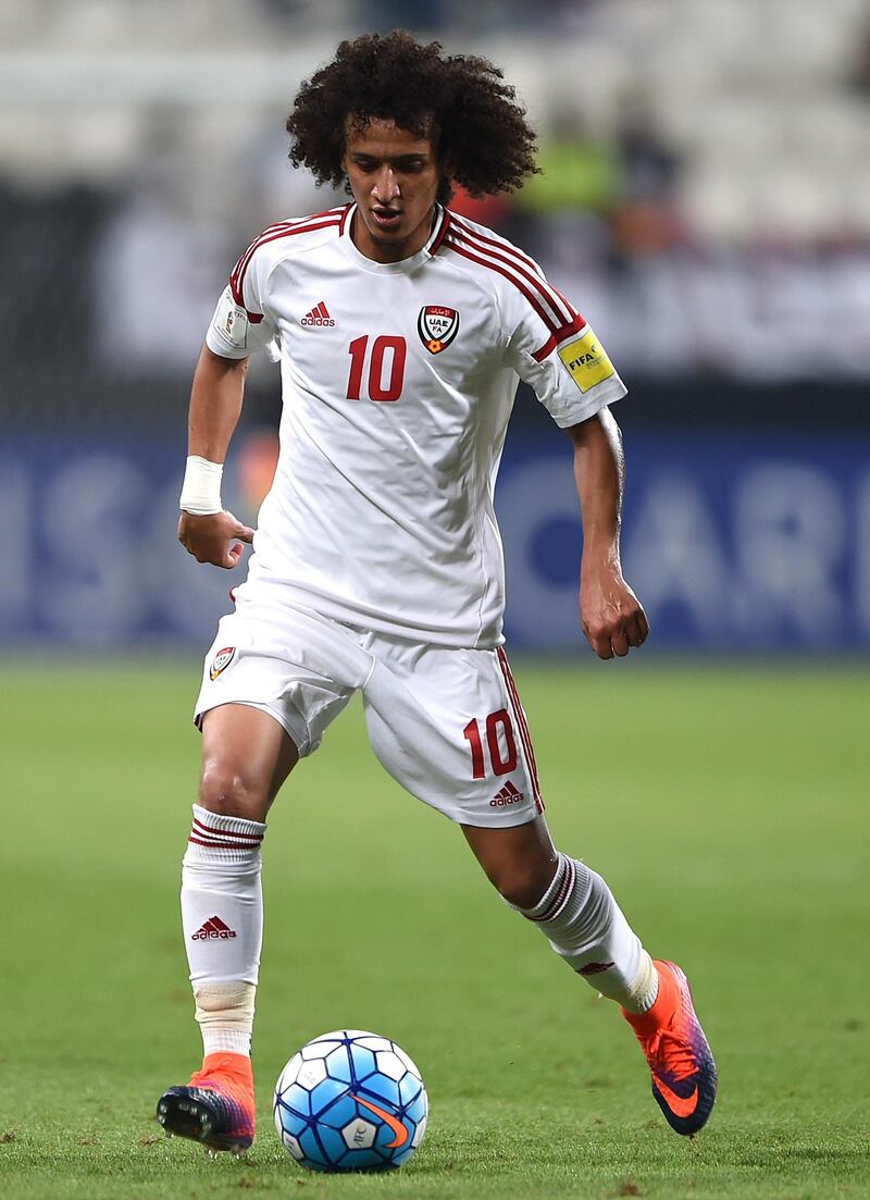 ABU DHABI, UNITED ARAB EMIRATES - OCTOBER 06: Omar Abdulrahman of UAE in action during the 2018 FIFA World Cup Qualifier match between UAE and Thailand at Mohamed Bin Zayed Stadium on October 6, 2016 in Abu Dhabi, United Arab Emirates.  (Photo by Tom Dulat/Getty Images)