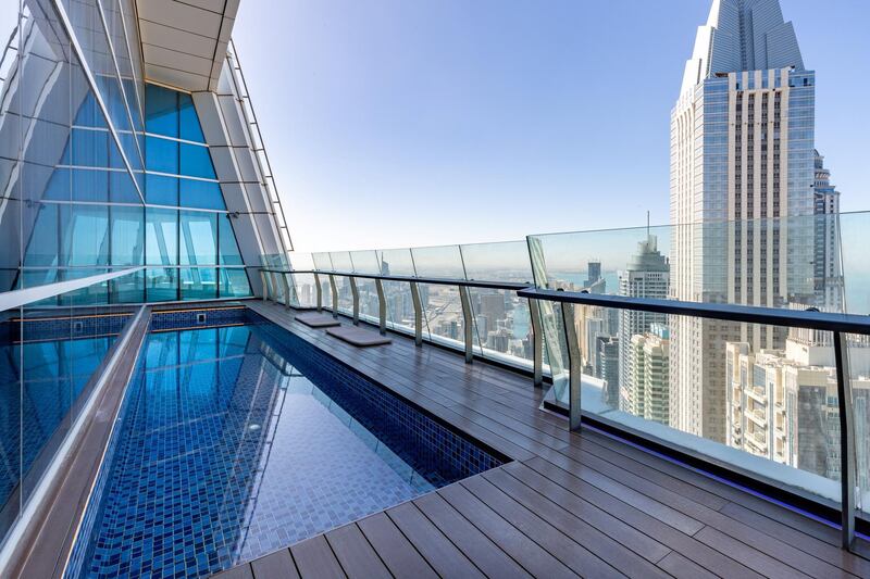 The Penthouse at 23 Marina features one of the world's highest swimming pools. 