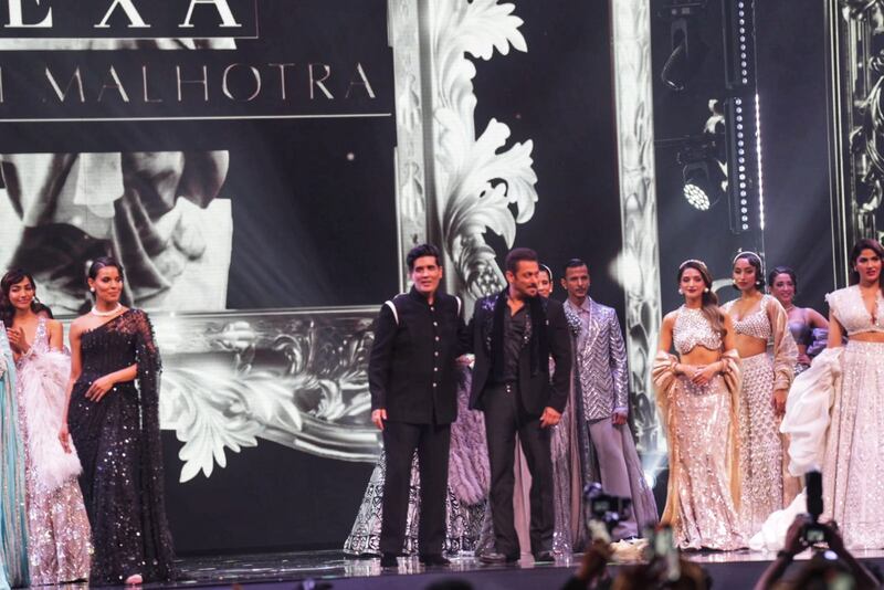 Bollywood star Salman Khan walked the catwalk for Malhotra