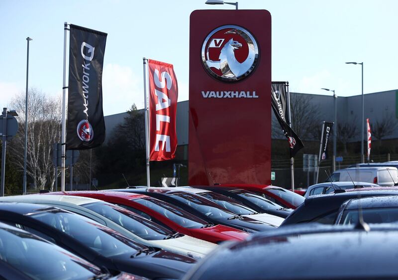 FILE PHOTO: Vauxhall cars are seen for sale at a car show room near Vauxhall's plant in Luton, Britain, March 6, 2017. REUTERS/Neil Hall/File Photo
