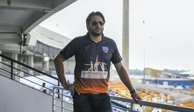 Abu Dhabi, United Arab Emirates - Shahid Afridi, Pakistani all-rounder and former  captain of the Pakistan national cricket team at the Sheikh Zayed Cricket Stadium. Khushnum Bhandari for The National