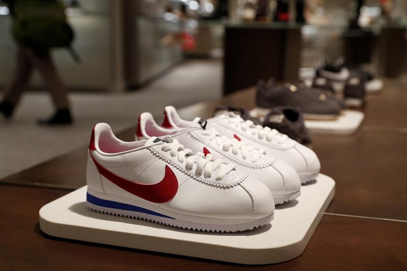 Nike shoes are seen on display at the Nordstrom flagship store during a media preview in New York, U.S., October 21, 2019. REUTERS/Shannon Stapleton