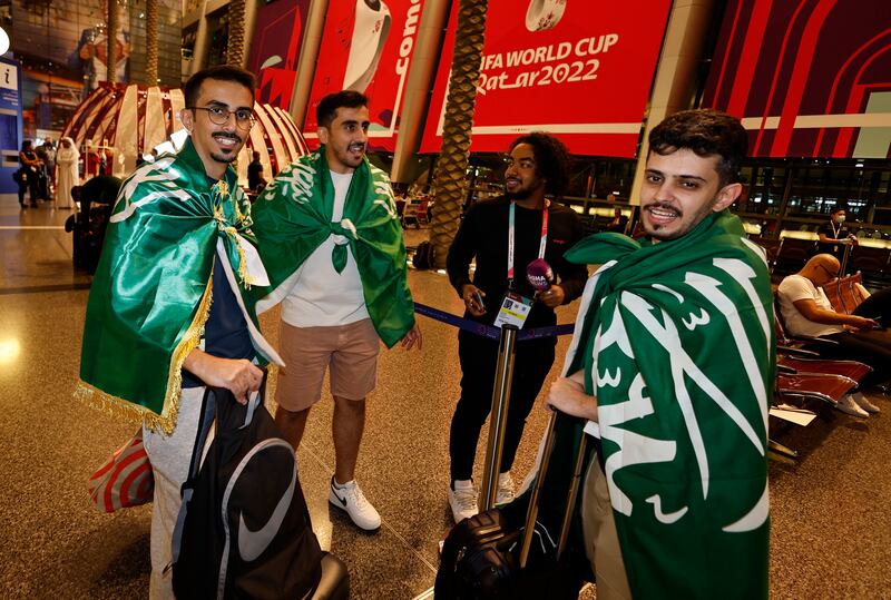 Saudi Arabia fans arrive in Qatar for the Fifa World Cup. Reuters