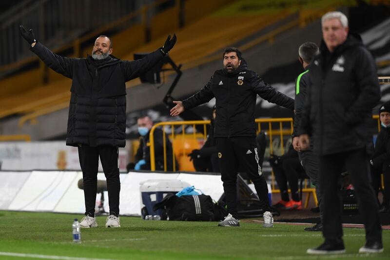 Wolverhampton Wanderers' head coach Nuno Espirito Santo, left. AP