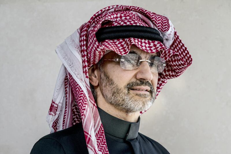 Prince Alwaleed Bin Talal, Saudi billionaire and founder of Kingdom Holding Co., poses for a photograph in the penthouse office of Kingdom Holding Co., following his release from 83 days of detention in the Ritz-Carlton hotel in Riyadh, Saudi Arabia, on Sunday, March 18, 2018. Alwaleed was the most prominent among hundreds of Saudi businessmen, government officials and princes who were swept up in November in what the government called a crackdown on corruption. Photographer: Guy Martin/Bloomberg