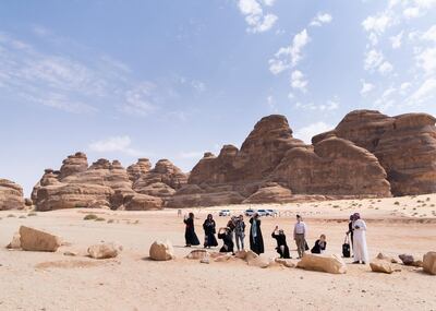 Tourists visit Madaen Saleh in Al Ula, September 2019. Reem Mohammed for The National