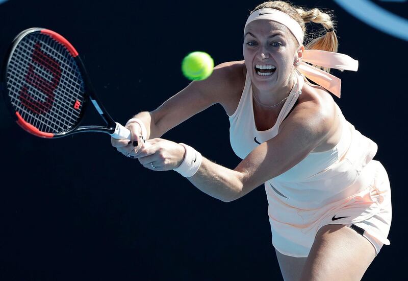 Petra Kvitova in action during her first round match against Andrea Petkovic. Mark Cristino / EPA