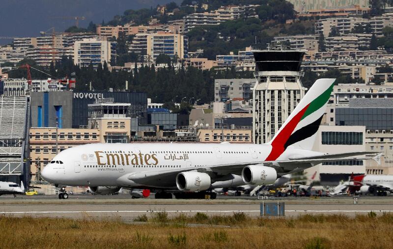 An Emirates Airbus A380 plane is seen at Nice International airport in Nice, France, September 19, 2018.  REUTERS/Eric Gaillard