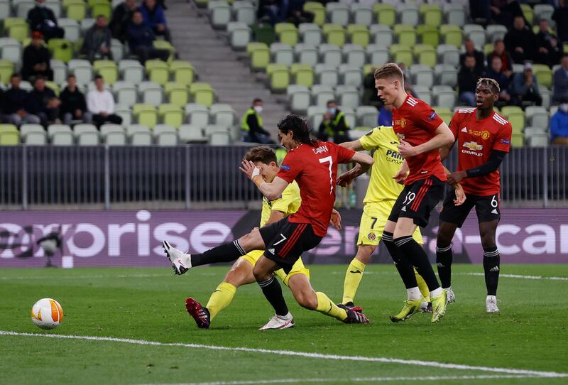 Edinson Cavani 7 - Brushed Pau Torres off the ball to set up United’s first chance. Intercepted, made blocks and had a first half chance himself, but furious and frustrated with his teammates and the referee. Then he scored, sneaking back onside for his sixth goal in five Europa League games. Headed a Shaw shot at Torres. Booked. Took the fifth penalty. Well. Getty