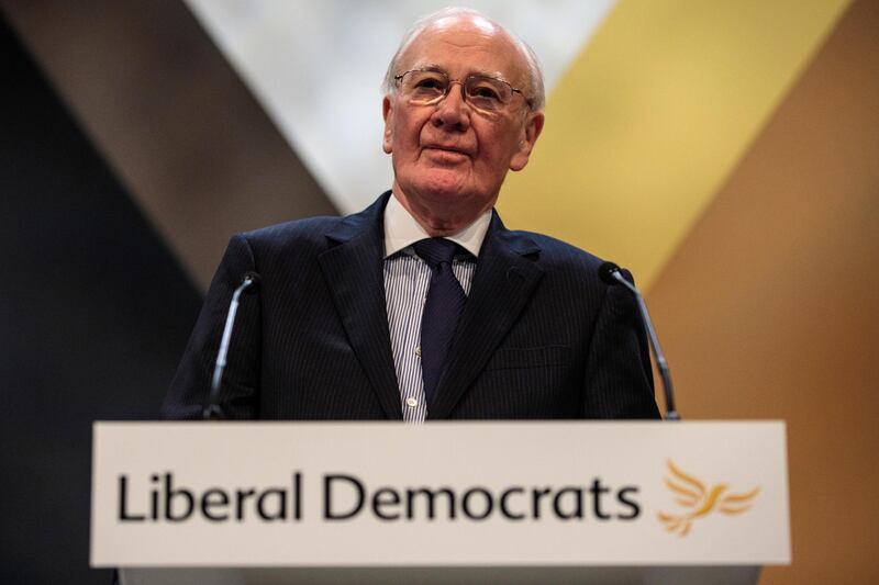 BRIGHTON, ENGLAND - SEPTEMBER 17: Former Leader of the Liberal Democrats Menzies Campbell makes a speech at the Liberal Democrat Party Conference at the Brighton Centre on September 17, 2018 in Brighton, England. Liberal Democrat Leader Vince Cable has announced that he plans to step down "once Brexit is resolved or stopped". (Photo by Jack Taylor/Getty Images)