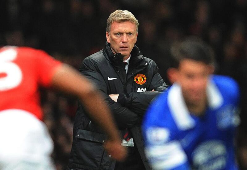 Manchester United manager David Moyes shows his concern during the English Premier League defeat to Everton at Old Trafford on Wednesday. Peter Powell / EPA