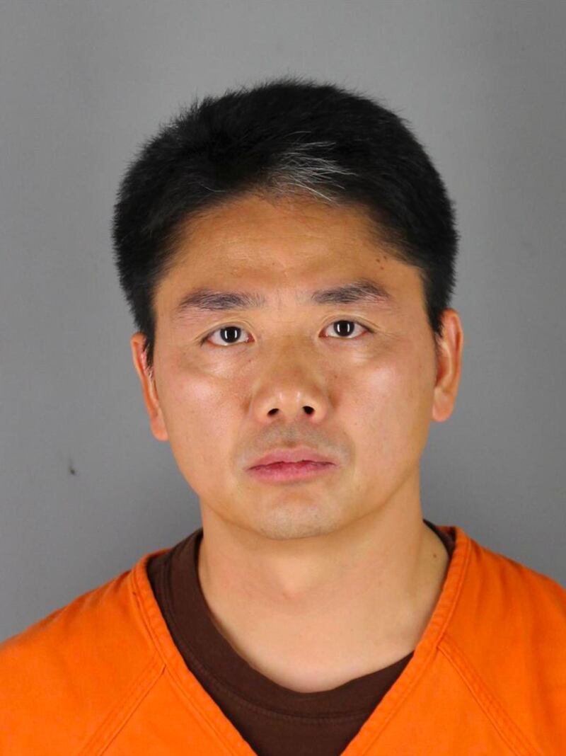 This 2018 photo provided by the Hennepin County Sheriffâ€™s Office shows Chinese billionaire Liu Qiangdong, also known as Richard Liu, the founder of the Beijing-based e-commerce site JD.com, who was arrested in Minneapolis on suspicion of criminal sexual conduct, jail records show. (Hennepin County Sheriffâ€™s Office via AP)