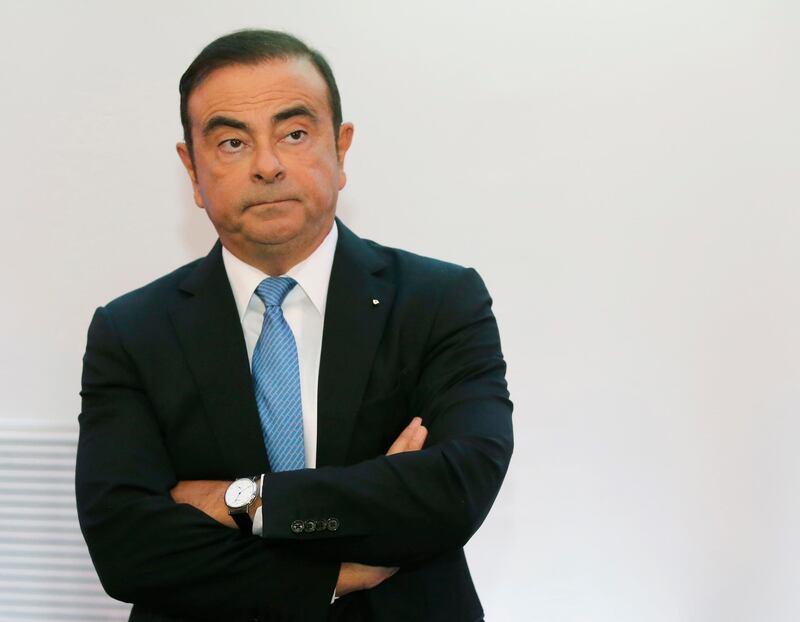 In this Oct. 6, 2017, photo, Renault Group CEO Carlos Ghosn listens during a media conference at La Defense business district, outside Paris, France. The arrest of Nissanâ€™s former chief executive Ghosn has raised doubts over the future of the alliance among automakers Nissan, Renault and Mitsubishi Motors that he helped forge. Such alliances wax and wane over time, but have grown in importance as companies develop electric vehicles, net connectivity and artificial intelligence for autos. (AP Photo/Michel Euler, File)