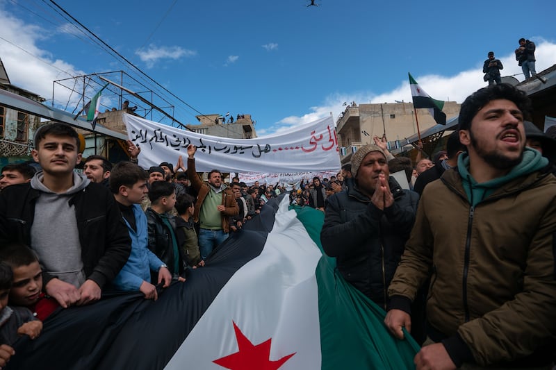 The demonstrators have also called for a change in the policies of Hayat Tahrir, a rebel formation set up by Al Nusra Front in 2017 after the group formally broke off from Al Qaeda