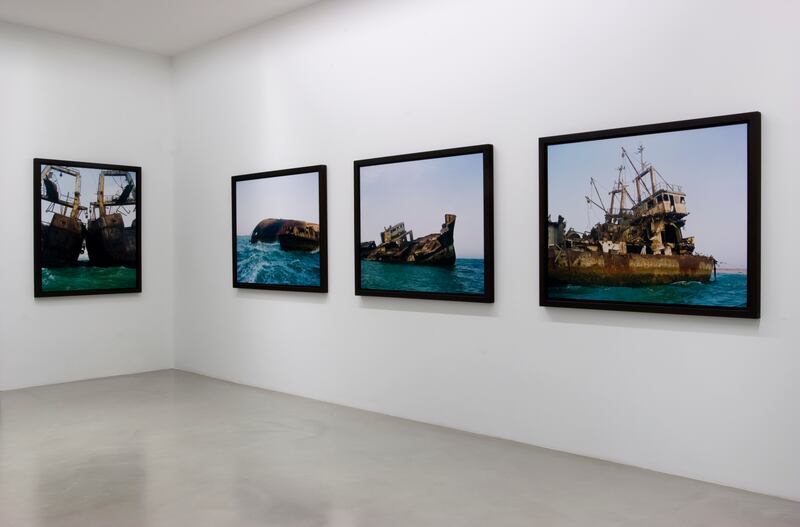 Exhibition views of Shipwrecks: The Death of a Journey, at Mennour, Paris