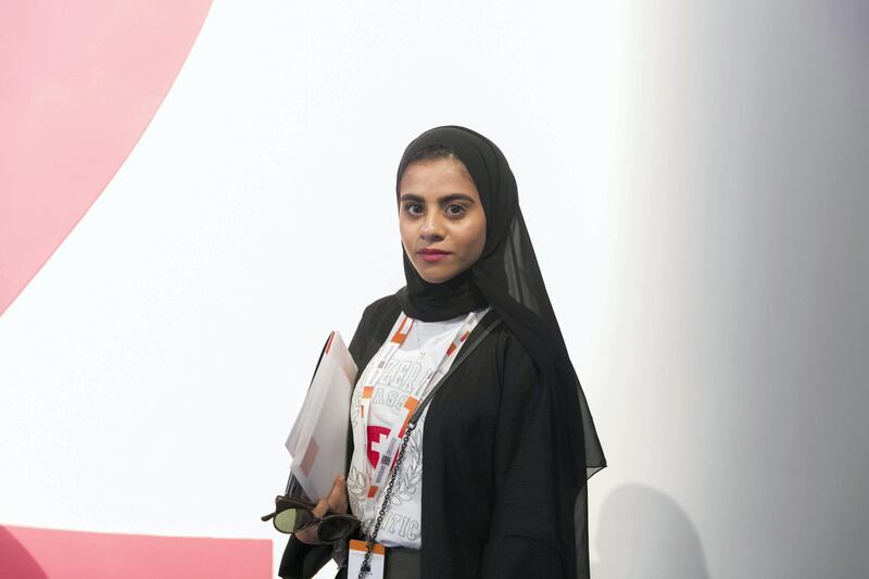 ABU DHABI, UNITED ARAB EMIRATES - OCTOBER 08, 2018. 

Mariam Al Shaloubi, 19, UAE University, at Mohammed Bin Zayed Council for Future Generations sessions, held at ADNEC.

(Photo by Reem Mohammed/The National)

Reporter: SHIREENA AL NUWAIS + ANAM RIZVI
Section:  NA