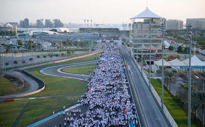 Walk2016 is held at Yas Marina Circuit. Courtesy Imperial College London Diabetes Centre