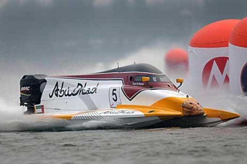 Thani al Qamzi of the Abu Dhabi team races through the water in China.
