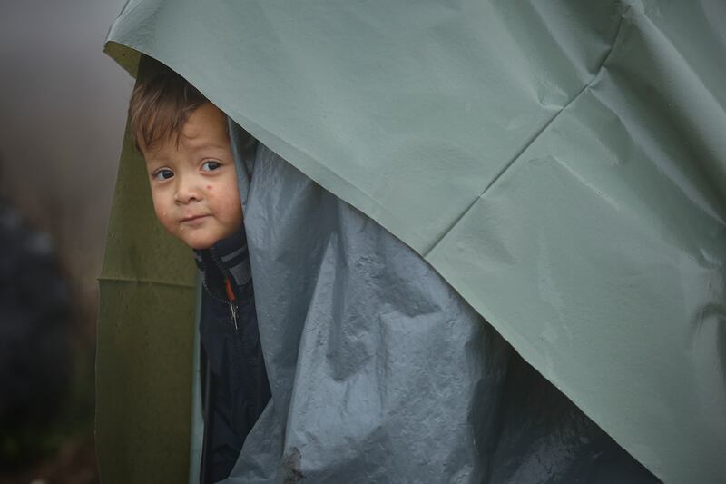 A makeshift tent at a camp housing migrants, mostly from Afghanistan, in Velika Kladusa, Bosnia. All photos: AP Photo