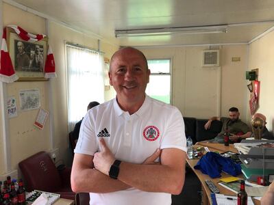 Accrington Stanley manager John Coleman and his modest office. Andy Mitten for The National