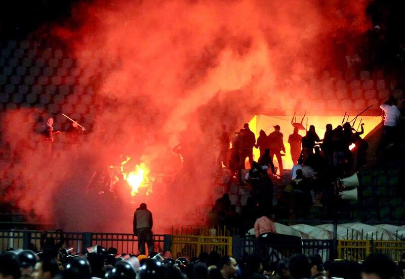 Egyptian football fans clash with security forces in Port Said, Egypt on February 1, 2012, where riots left 74 dead at an Egyptian Premier League match between Al Masry and Al Ahly. EPA Photo