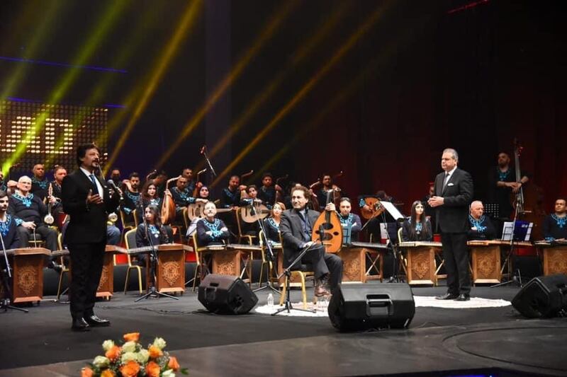 He next played 'At the Edge of Pain' as a "salute from Baghdad to Palestine, the women of Palestine and the children of Palestine." Photo: The National Ensemble of the Iraqi Musical Heritage