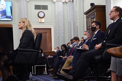 Facebook whistleblower Frances Haugen appears before the Senate Commerce, Science and Transportation Subcommittee at the Russell Senate Office Buidling in Washington, DC. EPA