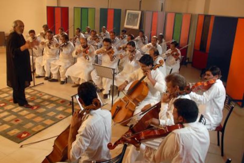 The Sachal Orchestra parctice during a rehearsel at the Sachal Studio in Lahore Pakistan. Photo Courtesy Izzat Majeed/Sachal Studio
