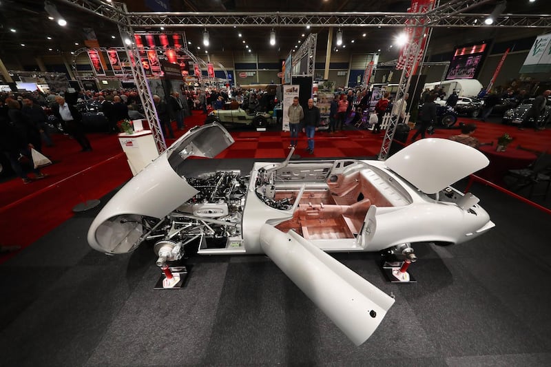 MAASTRICHT, NETHERLANDS - JANUARY 12:  A detailed view of the 1972 Jaguar E-Type V12 under full restoration during the 25th edition of InterClassics Maastricht held at MECC Halls on January 12, 2018 in Maastricht, Netherlands. Exhibitors and participants will be showing classic cars, engines, restoration equipment and supplies, new and used accessories, interiors, maintenance materials, literature, models, objects of art with the theme "classic race cars" plus club stands and museum representation.  (Photo by Dean Mouhtaropoulos/Getty Images)