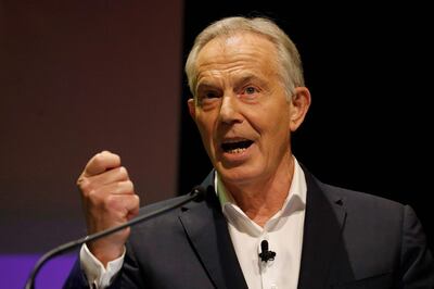 (FILES) In this file photo taken on December 06, 2019 Britain's former prime minister Tony Blair speaks during the 'Stop The Brexit Landslide', organised by the Vote for a Final Say campaign and For our Future's Sake, at London's Mermaid Theatre in London. Former British prime minister Tony Blair urged his Labour party on December 18, 2019, to abandon "crazy revolutionary socialism" as it seeks a new leader after its worst election defeat since the 1930s. Britain's shellshocked left entered a period of soul-searching and mourning in the wake of last Thursday's drubbing at the polls.
 / AFP / Tolga AKMEN
