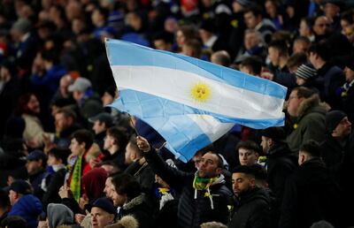 Soccer Football - Premier League - Cardiff City v AFC Bournemouth - Cardiff City Stadium, Cardiff, Britain - February 2, 2019  Cardiff City fans wave an Argentina flag to pay tribute to Emiliano Sala before the match   Action Images via Reuters/Andrew Boyers  EDITORIAL USE ONLY. No use with unauthorized audio, video, data, fixture lists, club/league logos or "live" services. Online in-match use limited to 75 images, no video emulation. No use in betting, games or single club/league/player publications.  Please contact your account representative for further details.