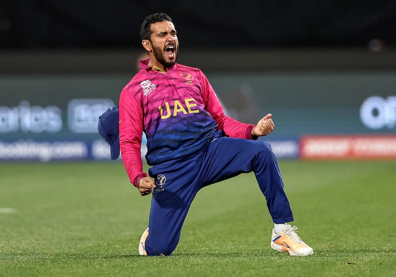 UAE's CP Rizwan during the T20 World Cup 2022 match against the Netherlands at Kardinia Park, Geelong, Australia. AFP