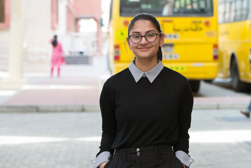 Priyal Babariya was one of the pupils to attend on the first day of in-person learning at the Indian High School in Oud Metha, Dubai.