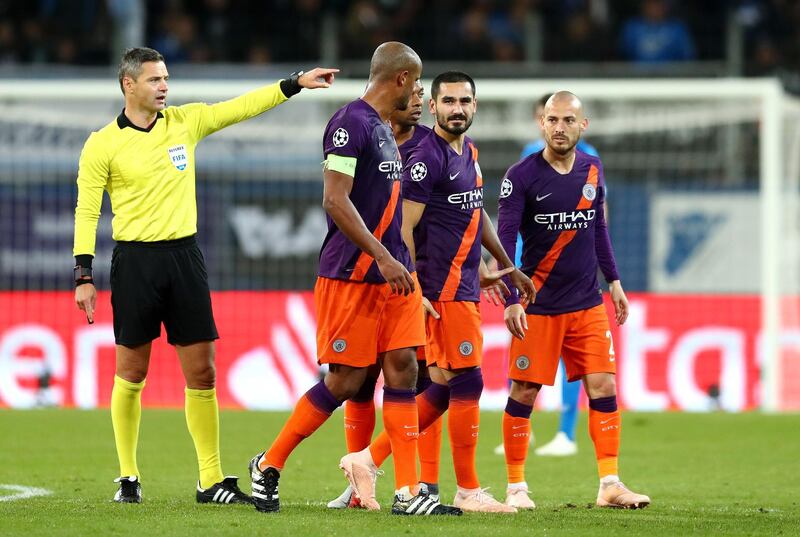 Ilkay Gundogan of Manchester City walks off the pitch injured. Getty Images