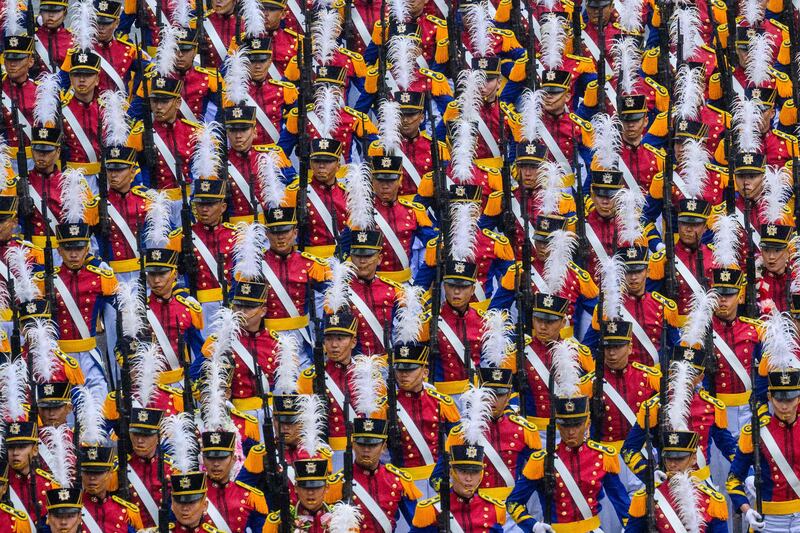 Military personnel take part in a parade to celebrate South Korea's 75th Armed Forces Day in Seoul. AFP